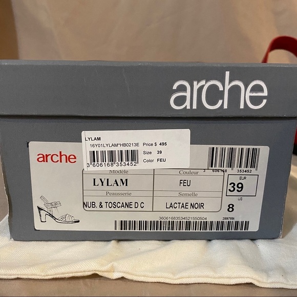 Arche Lylam Size 8 Red Heel Sandals - Picture 16 of 16